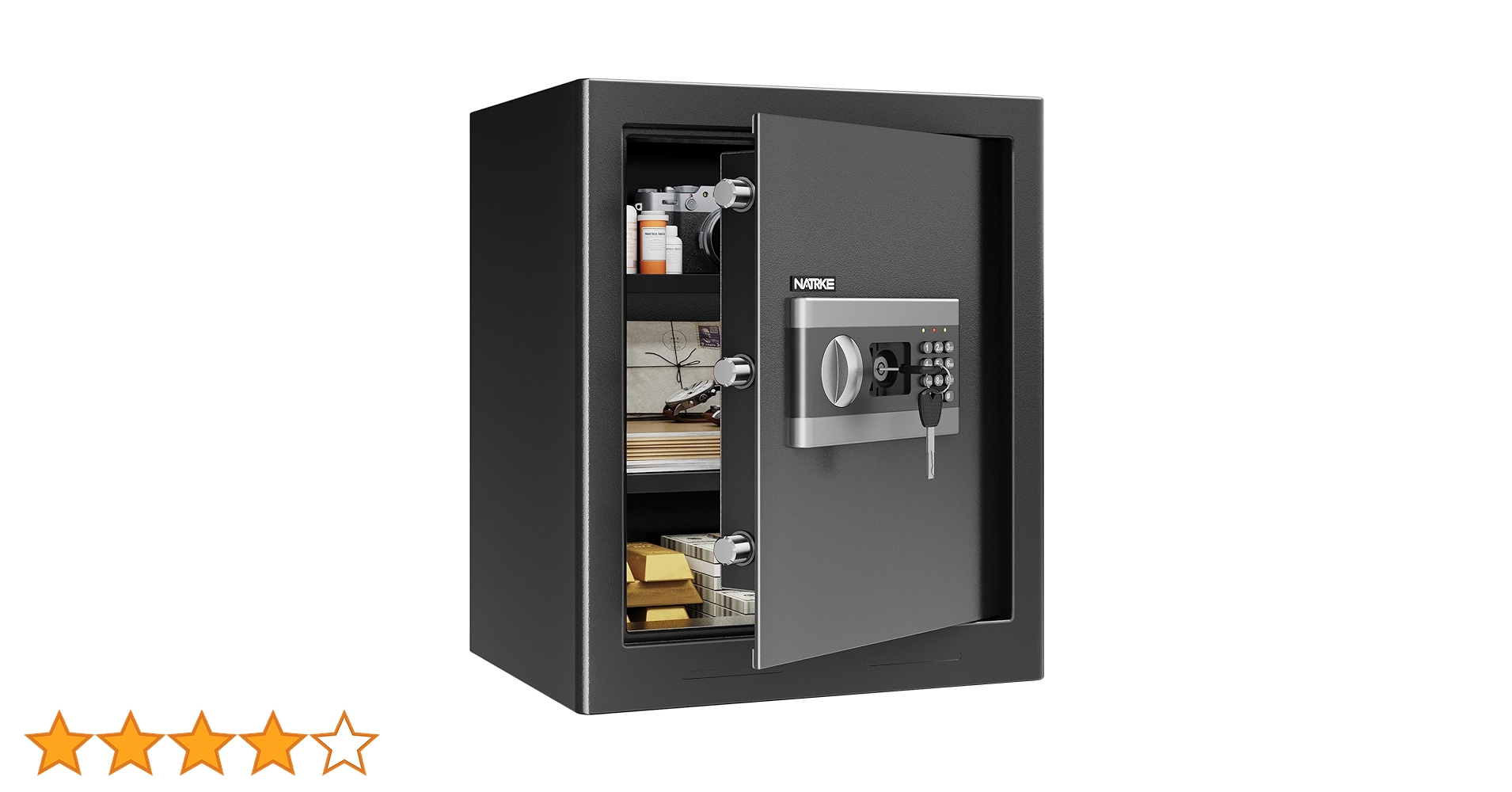 Amazon.co.jp: NATRKE 金庫 家庭用金庫 暗証番号 テンキー式 電子 防犯